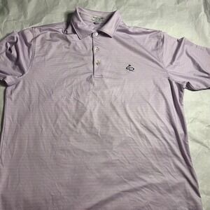 Peter Millar Summer Comfort Golf Polo Shirt Mens Medium Purple Geometric‎ Preppy